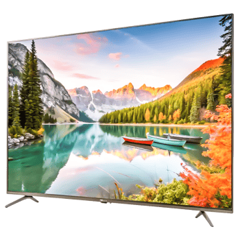 Stunning Mountain Lake Landscape on Modern Smart TV Screen Display png
