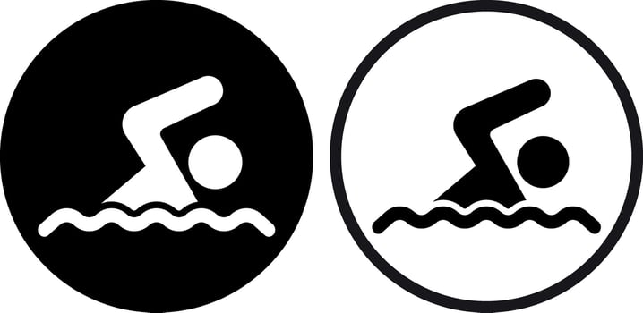 Swimmer icon set in two styles . Swimming symbol icon . illustration vector