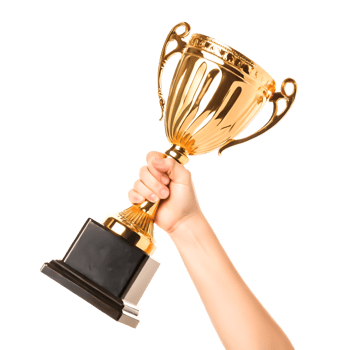 Winning Gold Trophy in Hand Achievement, Success, Victory Award Image png