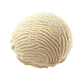 A perfectly formed scoop of vanilla ice cream its smooth surface rippled with texture against a dark background Delicious dessert treat png