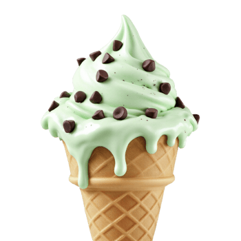 Ice cream with chocolate chips in a waffle cone png