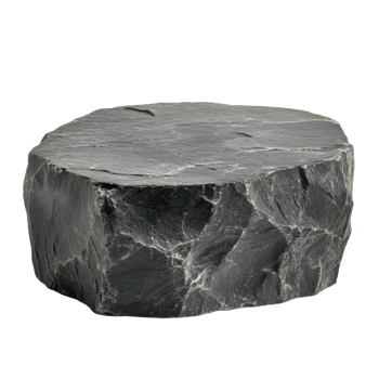 Dark grey roughly hewn rock Stone podium Isolated on ready for design elements Simple platform for displays and presentation png