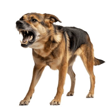 Aggressive Canine A fierce dog with snarling expression shows its sharp teeth in a menacing display Stay away from the angry dog png