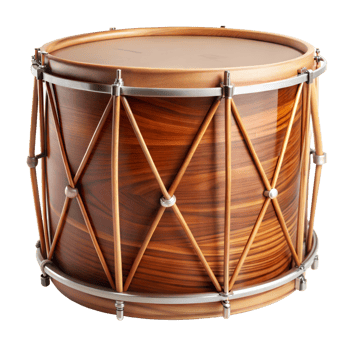 A Stunning Wooden Drum with isolated on transparent background Intricate Design and Elegant Craftsmanship png