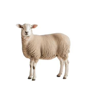 Sheep portrait Farm animal with dense wool coat Simple studio shot Woolly livestock isolated Clean agricultural png