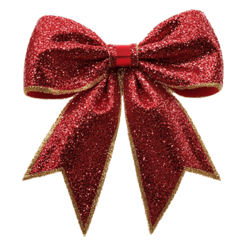Glittery Red Christmas Bow with Elegant Design png