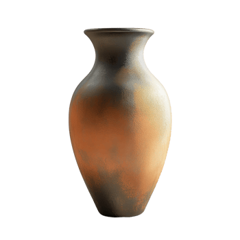 Elegant vase with a rustic finish showcasing a beautiful gradient from dark gray to warm orange Decorative pottery with artistic flair png