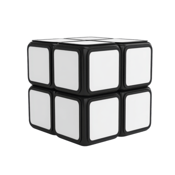 A 2x2 puzzle cube with faces perfect for a brain-teasing challenge or a fun fidget toy isolated against a transparent backdrop png