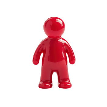 Red Figure A glossy minimalist figurine stands against a The simple design is eye-catching png