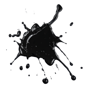 Dramatic splash of dark fluid The fluid creates dynamic tendrils against a transparent background Visual impact and graphic texture png