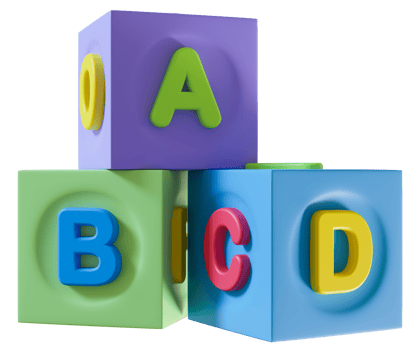 Colorful cubes with letters, designed for early childhood education, fostering learning through play. Ideal for children to recognize letters, enhance motor skills. On transparent background. 3D. png