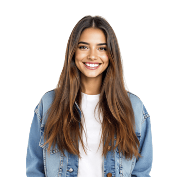 Smiling young woman in denim jacket png