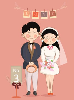 Hand drawn wedding couples vector