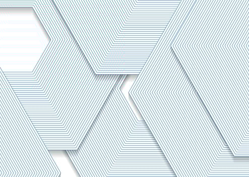 Blue and white linear hexagons abstract geometry design vector