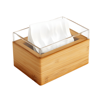 Wall-Mounted Wood Tissue Dispenser on Transparent Background png