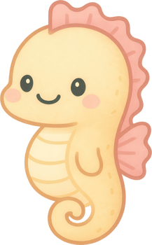 A cute friendly yellow seahorse swimming png