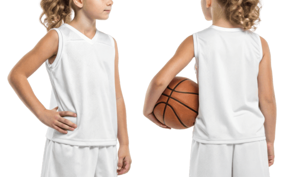 young athlete showcases basketball jersey mockup, perfect for sports enthusiasts. design highlights comfort and style for active play png