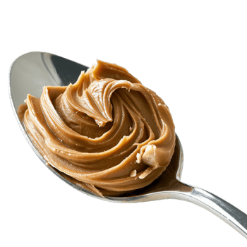 Creamy Peanut Butter Swirl on Metal Spoon for Culinary or Healthy Snack Concepts png