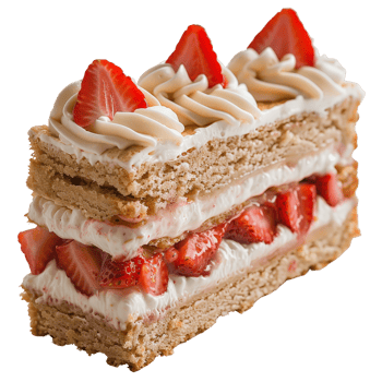Delicious Strawberry Layer Cake with Creamy Frosting and Fresh Fruit on Top png