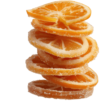 Stack of Glazed Orange Slices on a White Background for Culinary and Food Projects png