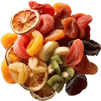Colorful Assortment of Dry Fruits and Candies Arranged Artistically on a White Background png