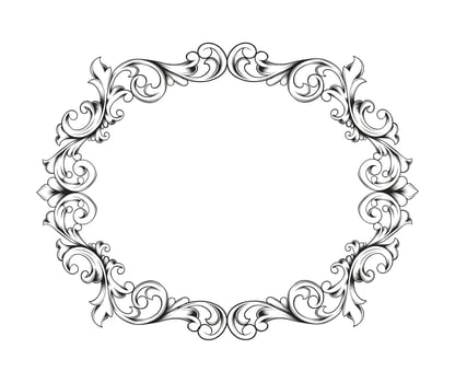 sketch frame baroque vintage ornament scroll engraving border vector
