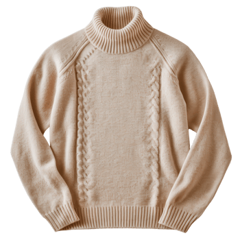Cozy Cream Turtleneck Sweater with Cable Knit Detail for Fashion and Comfort Enthusiasts png