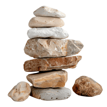 Stacked Natural Stones Displaying Various Textures and Colors for Natural Aesthetic Appeal png