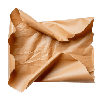 Torn Beige Paper Sheet with Wrinkles and Creases on Transparent Background for Artistic Use png