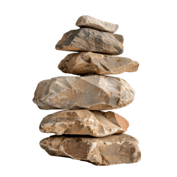 Balanced Stone Tower on White Background Representing Nature, Zen, and Tranquility in Design png