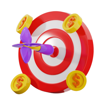 3D Illustration Target with Coins png