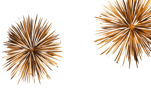 Golden Burst Ornaments against Black Background, cut out transparent png