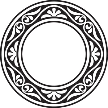 black monochrome stencil round classic byzantine ornament. Circle, ring, border, Ancient Greece, Eastern Roman Empire frame. Decoration Russian Orthodox Church vector