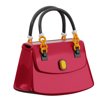 Stylish Red Handbag with Chain Straps png