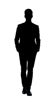 silhouette of a man in suit standing on a transparent background png