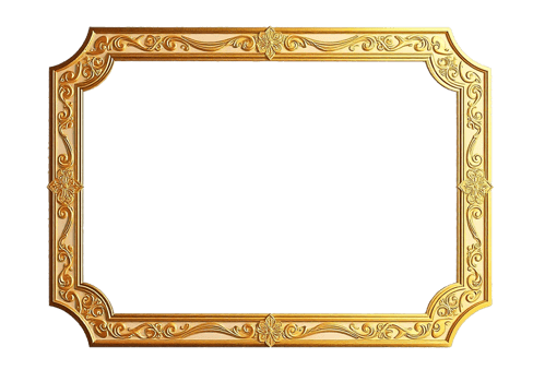 Golden frame and ornate design on transparent background png