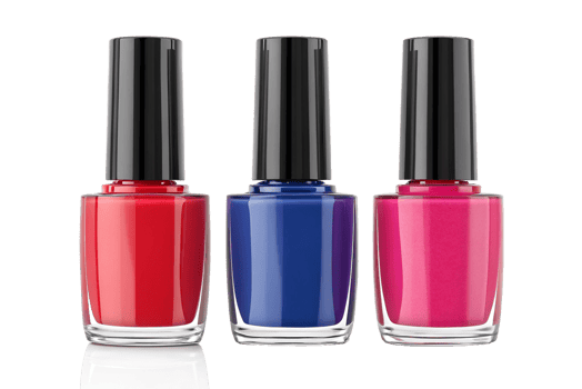 tree nail polish bottles in bold colors isolated- 3d rendering-generated by ai png