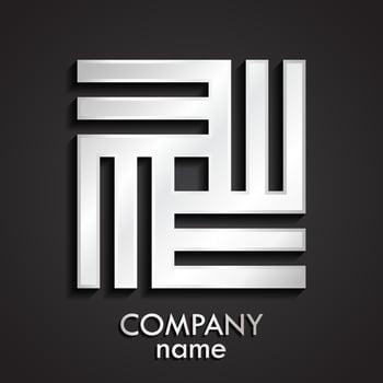 3d linear silver square logo design vector