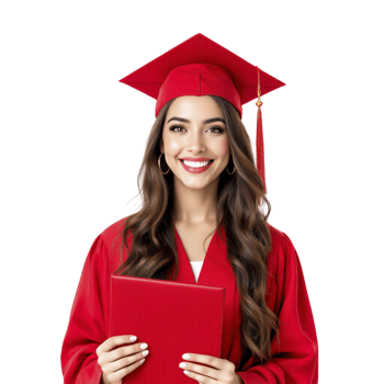 A young woman in a graduation gown holding a book png