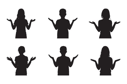 Silhouettes of people raising their hands vector