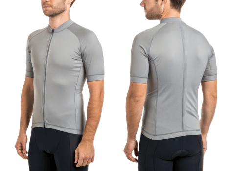 sleek cycling jersey mockup showcasing modern design in stylish gray color. Perfect for athletes seeking comfort and performance png