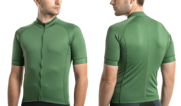 stylish cycling jersey mockup in vibrant green color showcases sleek design perfect for outdoor enthusiasts png
