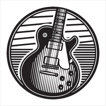 A black and white guitar vector