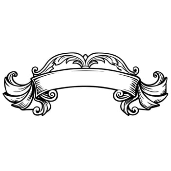 Ornate floral ribbon banner decoration, vintage scroll design vector