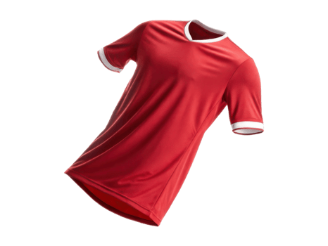 vibrant red soccer jersey mockup showcases sleek design perfect for sports enthusiasts. This stylish apparel is ideal for team branding png