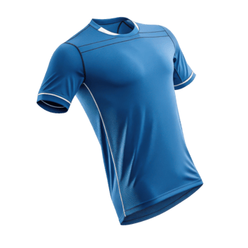 vibrant blue soccer jersey mockup showcasing modern design perfect for athletes. This stylish piece is ideal for sports enthusiasts png