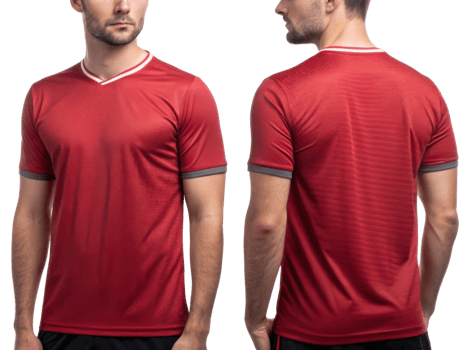 vibrant soccer jersey mockup showcasing stylish design perfect for athletes. This red jersey combines comfort and performance seamlessly png