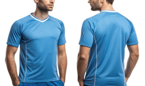 stylish soccer jersey mockup featuring modern design in blue, perfect for showcasing athletic wear and team spirit png
