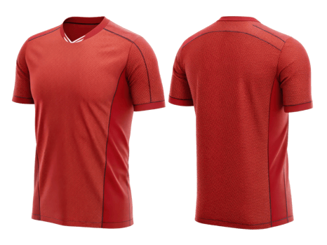 vibrant red soccer jersey mockup showcasing modern design perfect for sports enthusiasts png