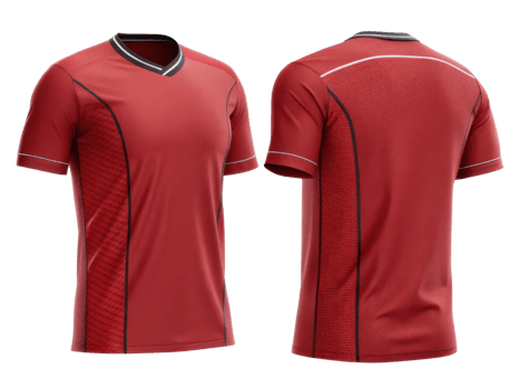vibrant red soccer jersey mockup showcasing modern design with contrasting details and breathable fabric for optimal performance png